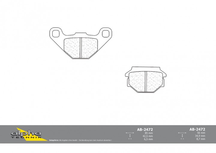 ALPHA TECHNIK Bremsbelag Straße mit ABE für XTC125 677 Tuareg ETX125 Rally PH XB12 Lightning XB1 S