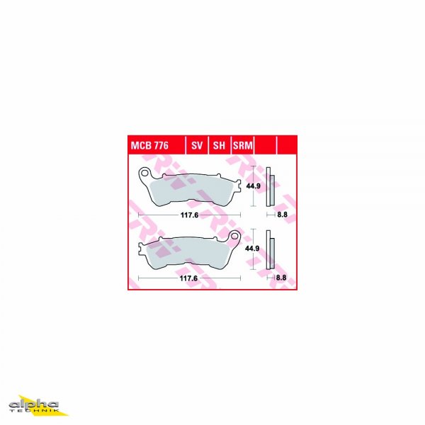 TRW Bremsbelagsatz MCB776 NT700V Deauville RC52 UH125 Burgman CC TXT