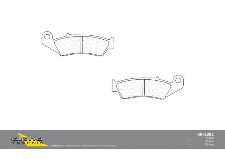 ALPHA TECHNIK Bremsbelag Straße mit ABE für CR250R unbekannt