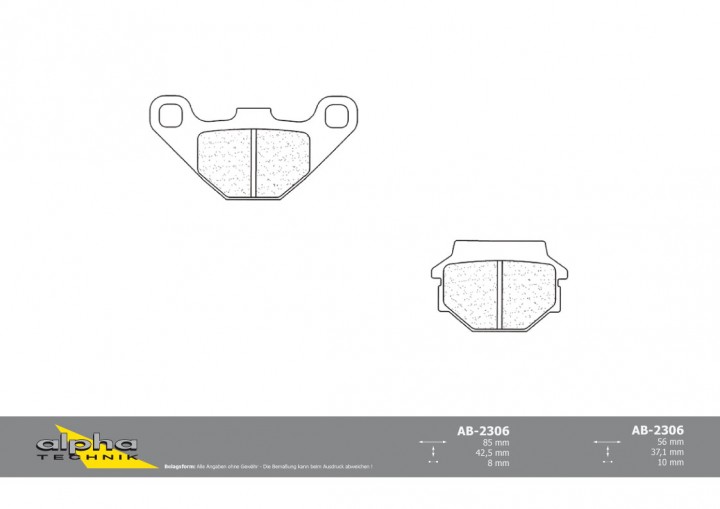 ALPHA TECHNIK Bremsbelag Straße mit ABE für RB50H unbekannt 250 MX KH125 KH125 Speed 125 PEJJ El C