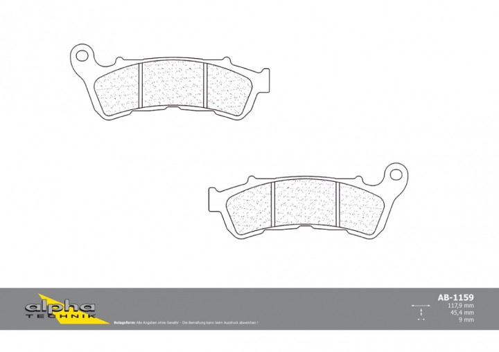 ALPHA TECHNIK Bremsbeläge CB1000R SC60 VLR1800 C Intruder WVCT XL883L Sportster Low XL883L