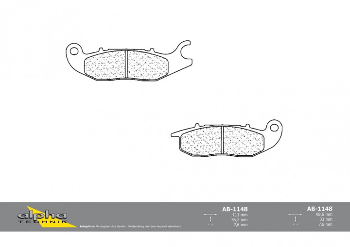 ALPHA TECHNIK Bremsbeläge CBF125 JC40 NKD125